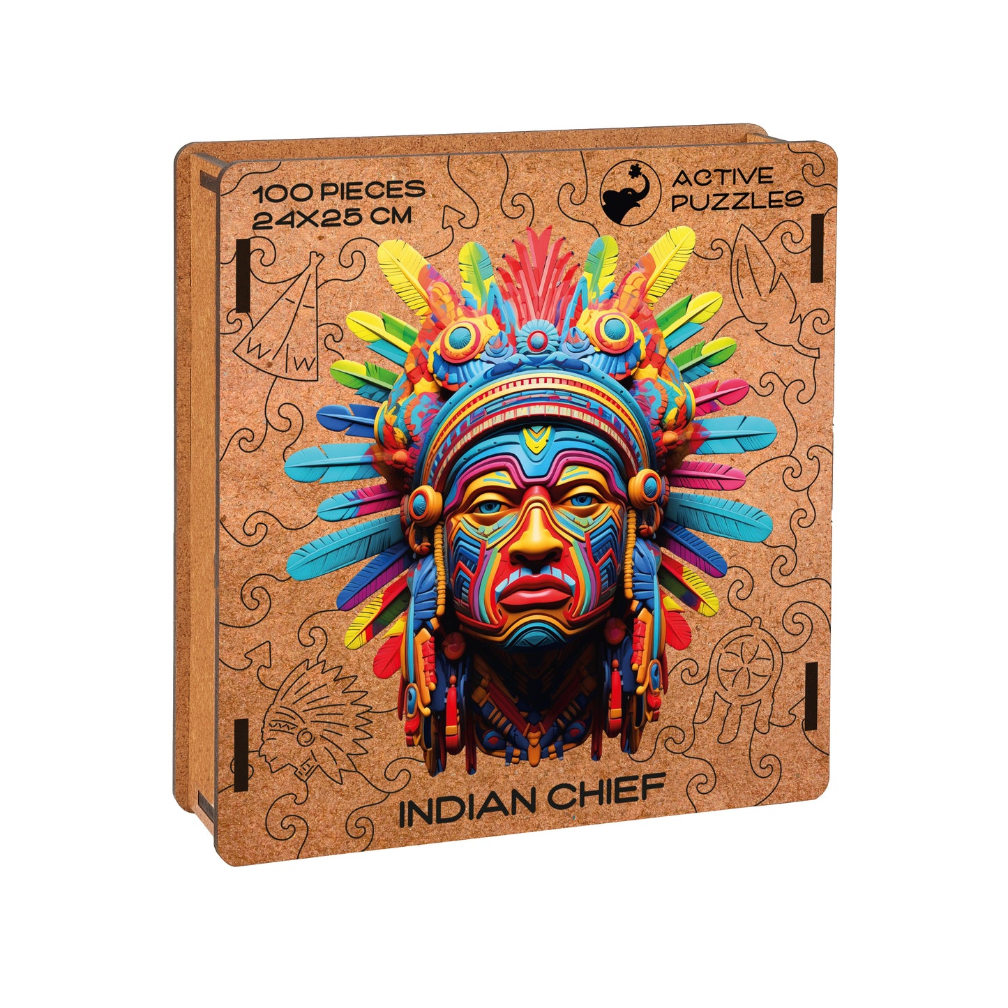 Indian Chief Wooden Puzzle - A4 Small, 100 Pieces Active Puzzles