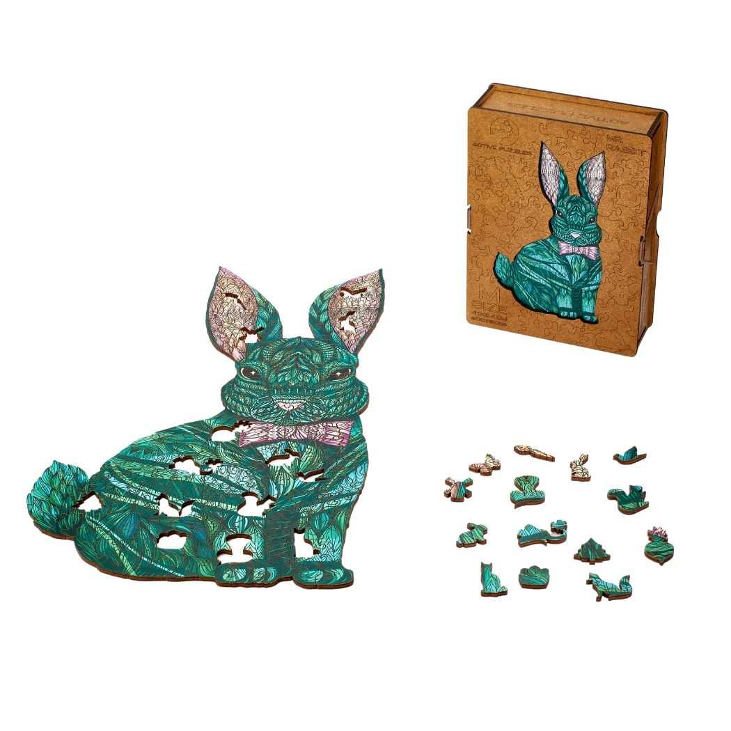 Green Rabbit Wooden Puzzle | Animal Wooden Puzzle Active Puzzles