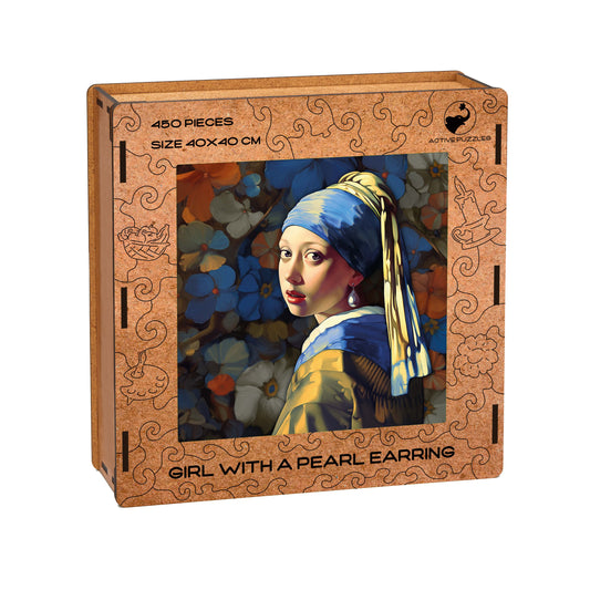 Girl with a Pearl Earring, Vermeer, 40 x 40 Wooden Puzzle Active Puzzles