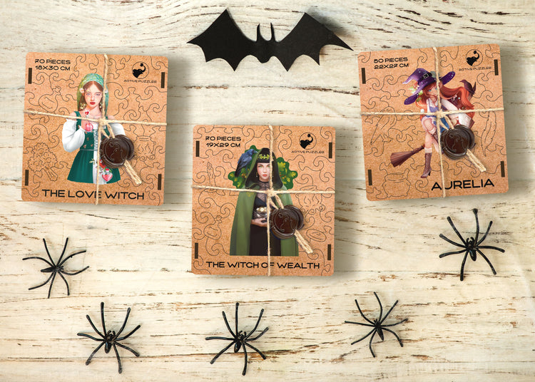 Witches Pack, Wealth Witch, Love Witch and Aurelia Witch Wooden Special premium Pack of 3 puzzles