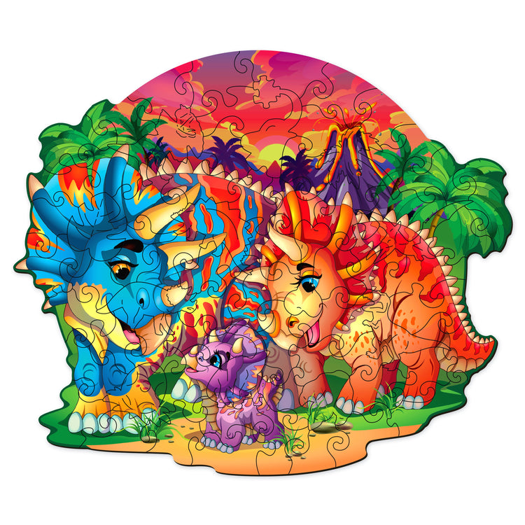 Triceratops Family Wooden Puzzle
