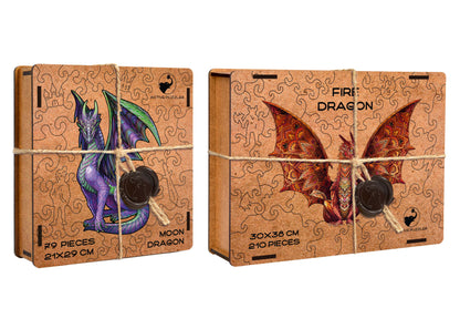 Dragons Wooden Puzzles Pack, Dragon and Fire Dragon Wooden Special Premium Pack of 2 Puzzles Active Puzzles