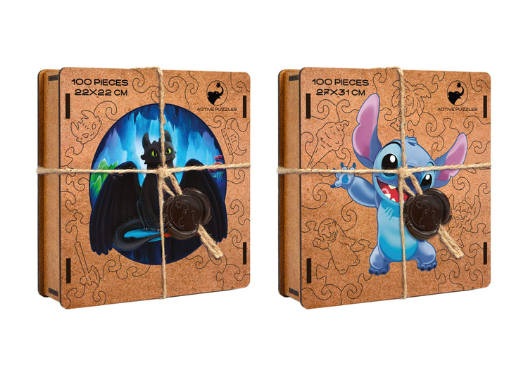 Toothless & Stitch Wooden Special Premium Pack of 2 Puzzles