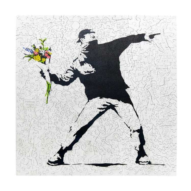 Lanceur de fleurs, Banksy, Puzzle en bois