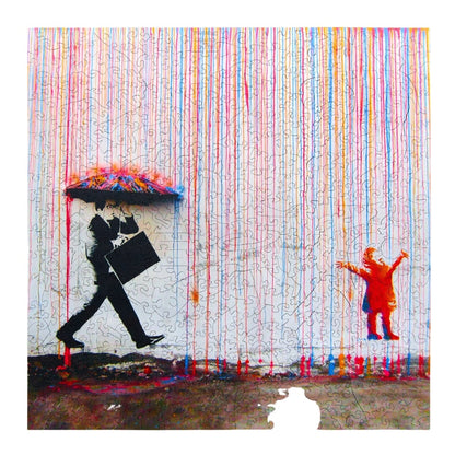 Colored Rain Banksy Wooden Puzzle Active Puzzles