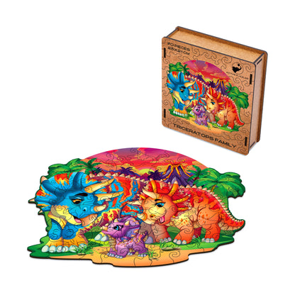 Triceratops Family Wooden Puzzle