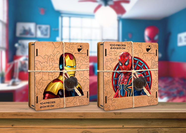Pack Héros: Ironman, Spiderman Wooden Special Premium pack de 2 puzzles