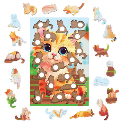 Affectionate Kitten Wooden Puzzle - Perfect Gift! Active Puzzles