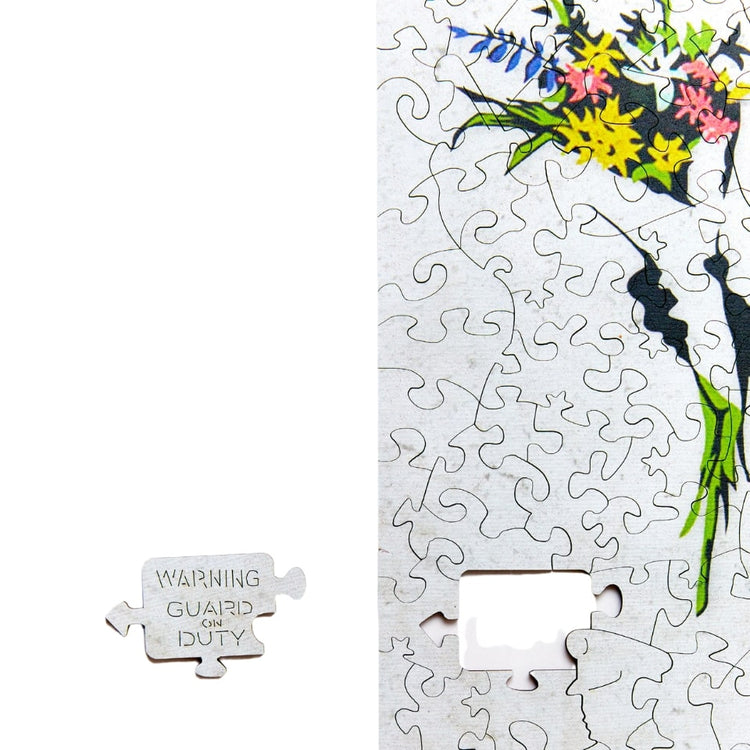 Lanceur de fleurs, Banksy, Puzzle en bois