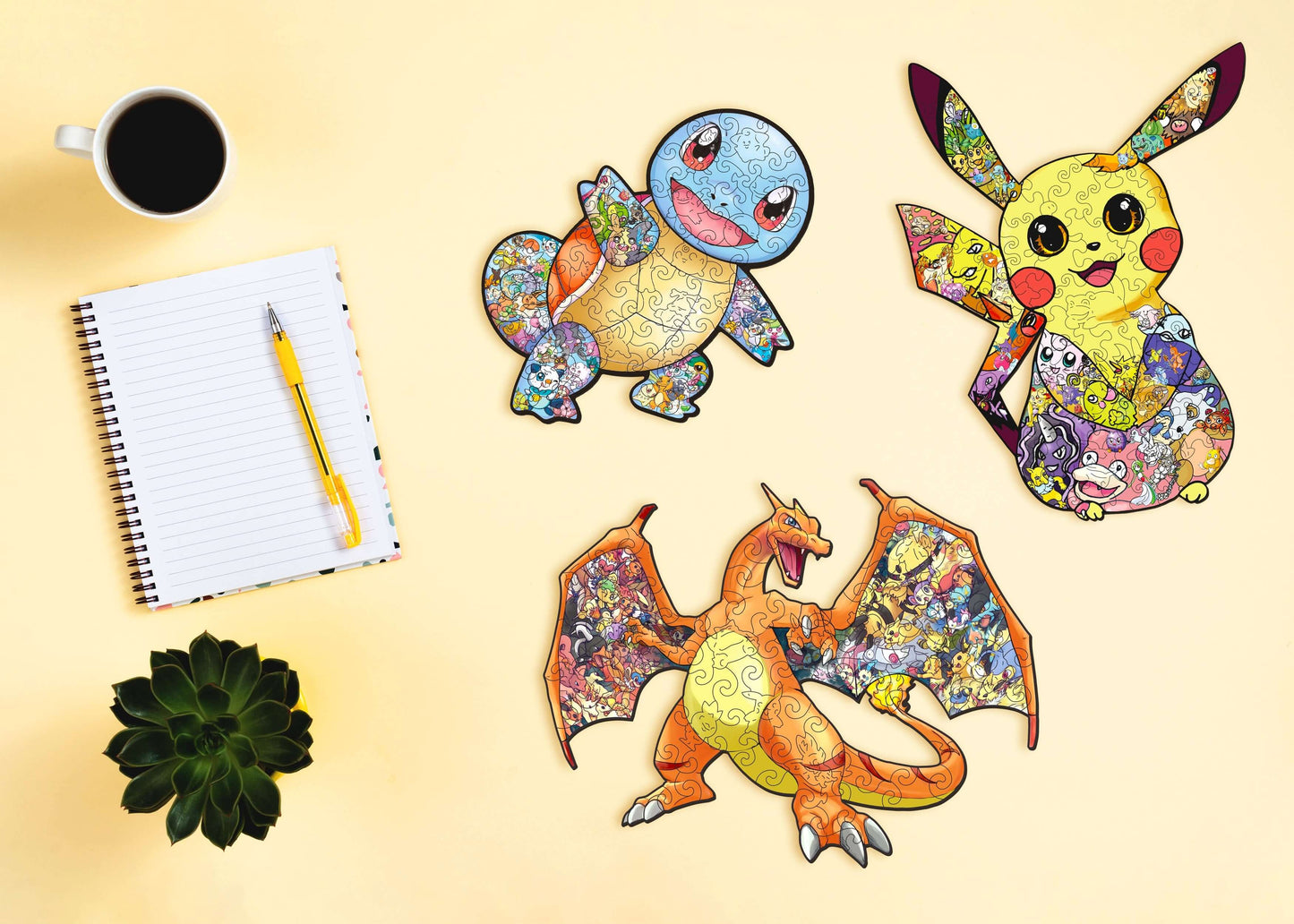 Pikachu, Squirtle & Charizard Wooden Puzzles Pack Active Puzzles