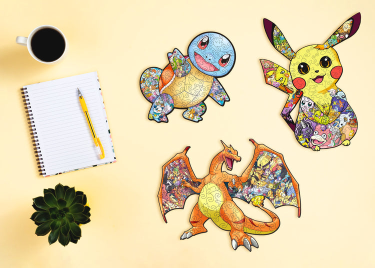 Pokemon, Squirtle & Charizard Wooden Special Premium Pack de 3 puzzles