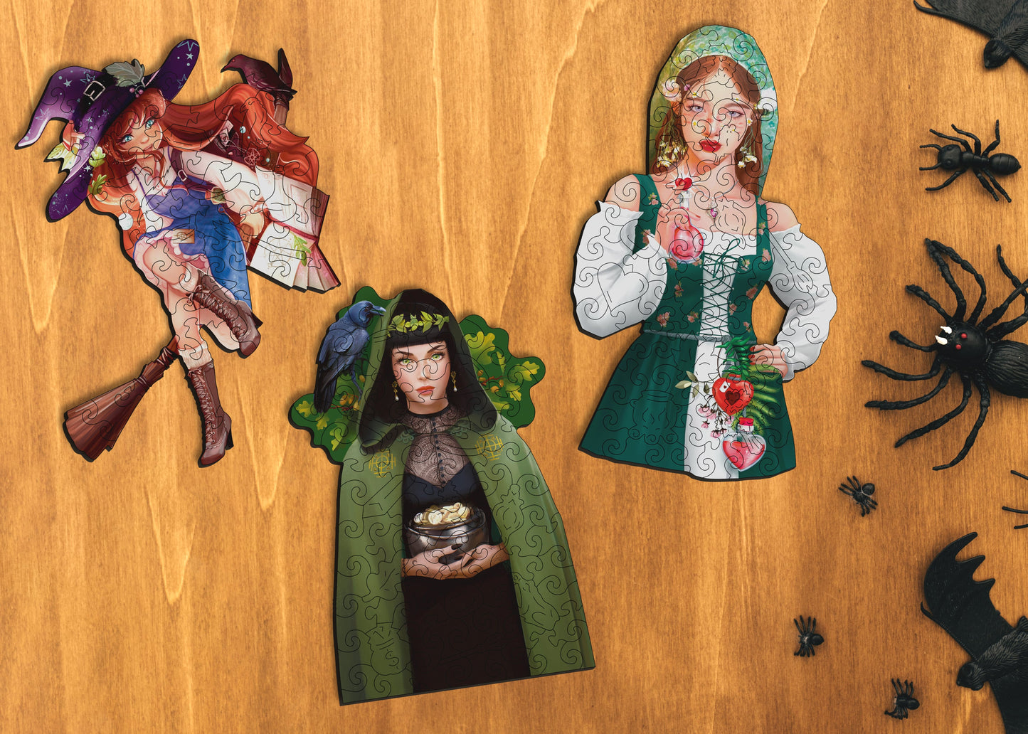 Witches Pack, Wealth Witch, Love Witch and Aurelia Witch Wooden Special premium Pack of 3 puzzles Active Puzzles