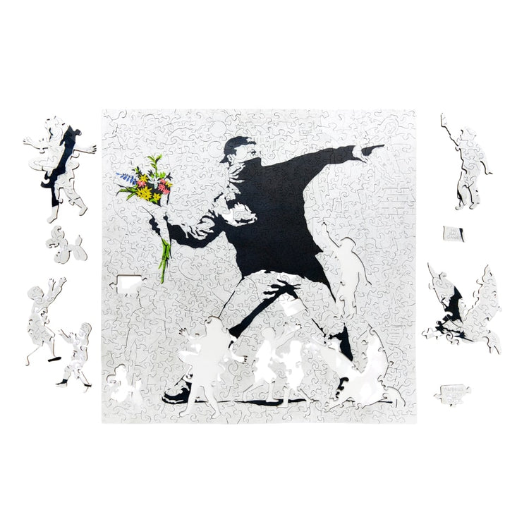 Tirador de Flores, Banksy, Puzzle de Madera