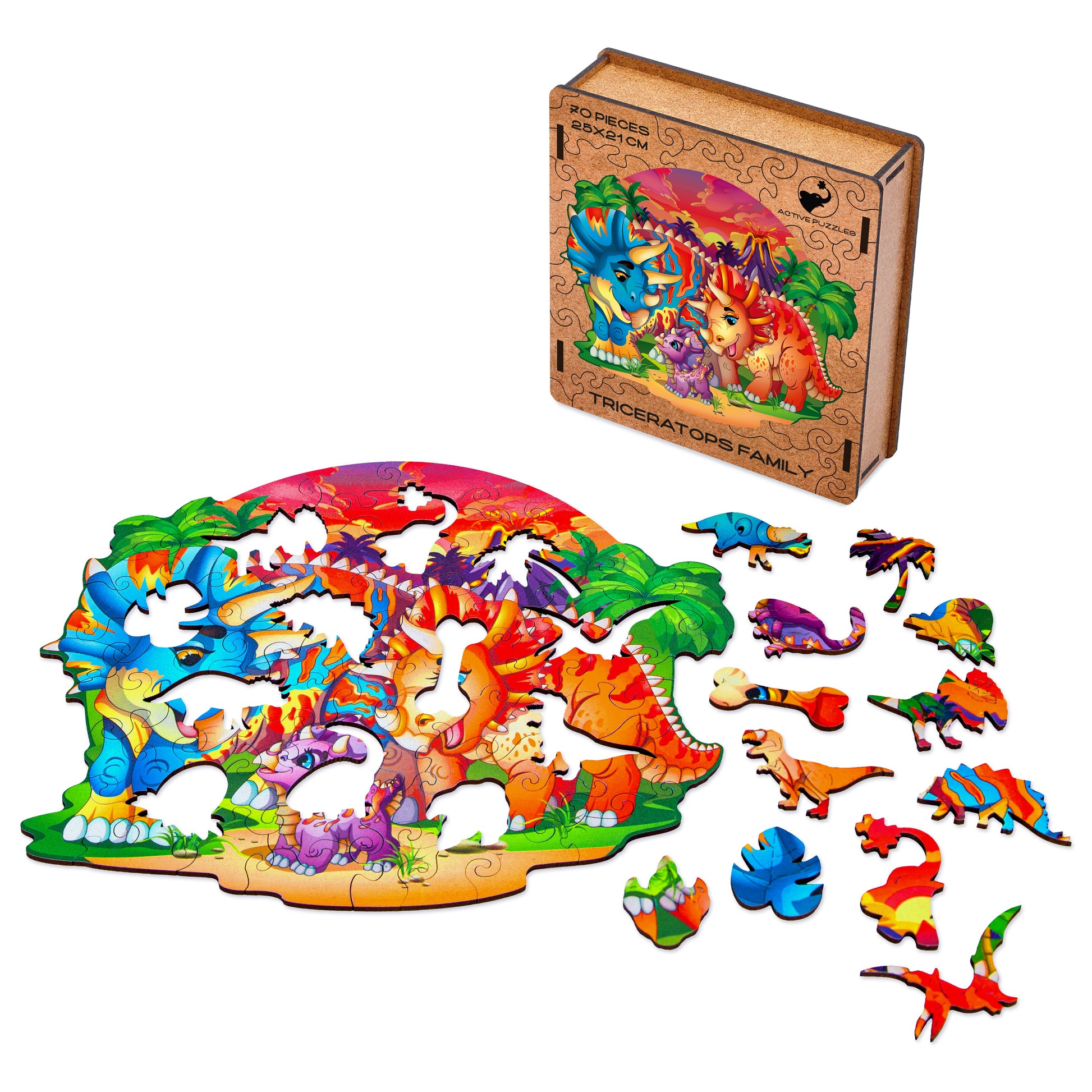 🦕 Triceratops Wooden Puzzle - Dinosaurs Fun for All Ages Active Puzzles