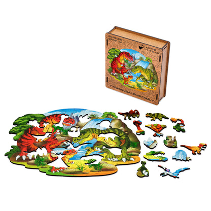 🦖 T-Rex Family Wooden Puzzle - Dinosaurs Fun & Educational Active Puzzles