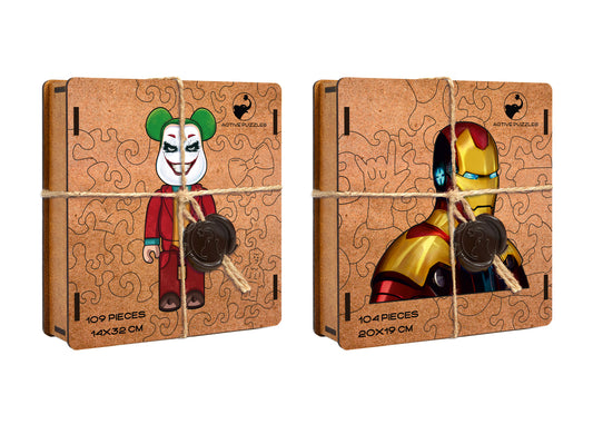 Bear Joker & Iron Pack Special Pack of 2 Wooden Puzzles