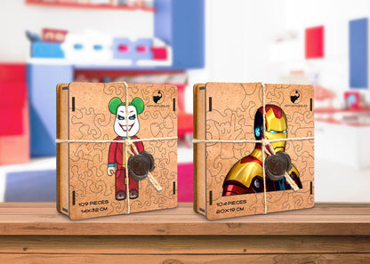 Bear Joker & Iron Pack Special Pack of 2 Wooden Puzzles
