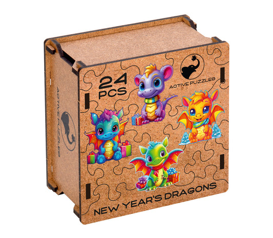 New Year's Dragons 4 in 1 Wooden Puzzle Active Puzzles