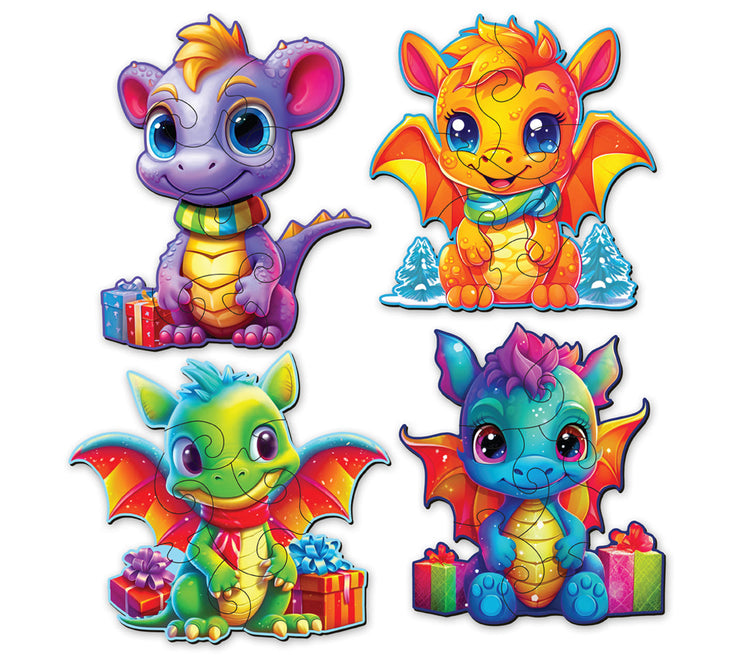 New Year's Dragons 4 in 1 Wooden Puzzle