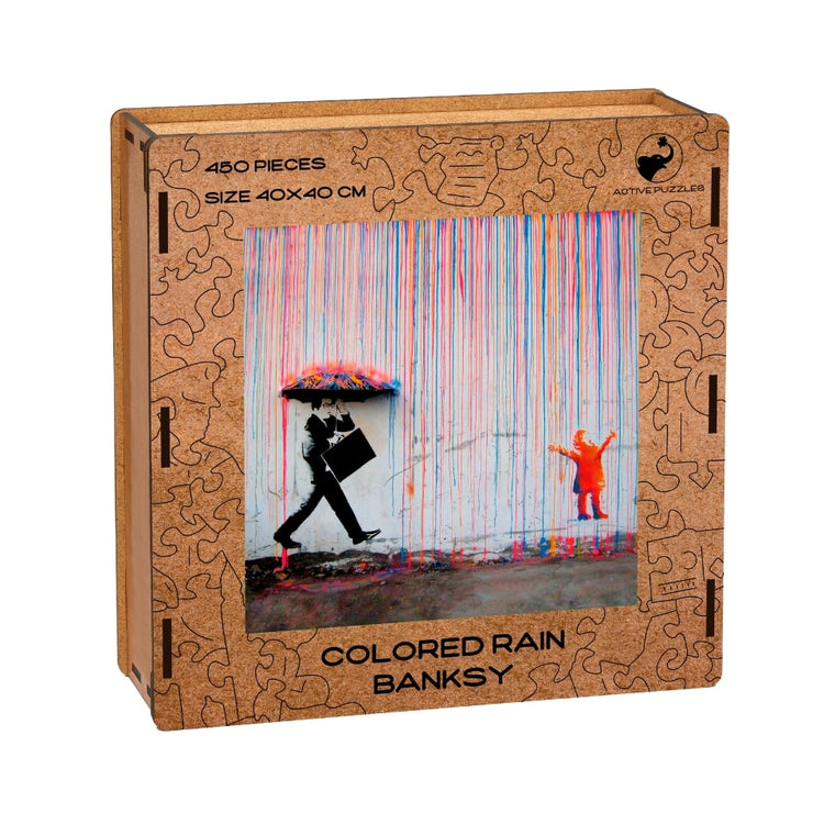 Colored Rain Banksy Wooden Puzzle Box