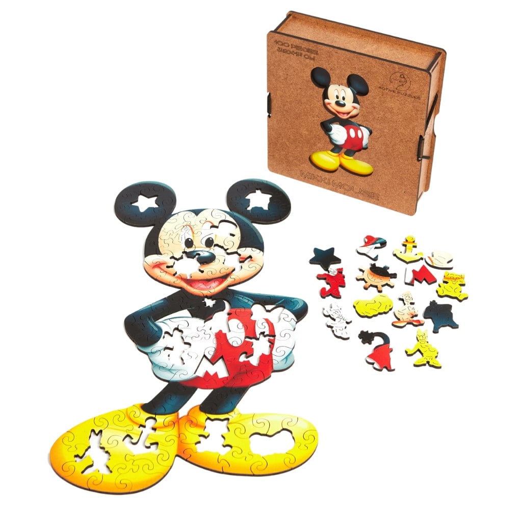 Mickey Mouse Puzzle Bundle Set for Kids - Mickey Mouse Wood Jigsaw Puzzles  with Exclusive Mickey Stickers (Mickey Mouse Party Supplies)