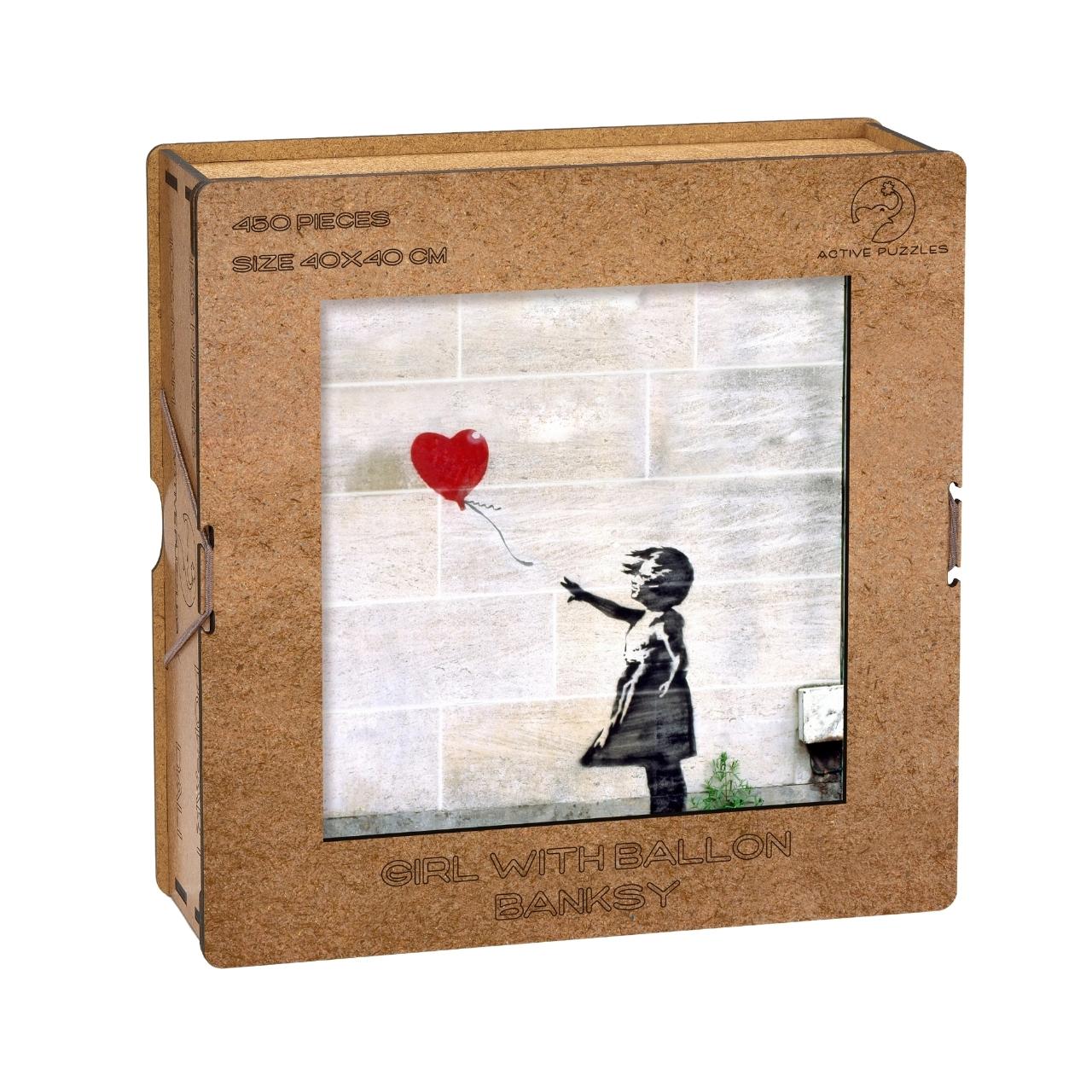 Girl with Balloon, Banksy Wooden Puzzle 40 x 40 boxing view