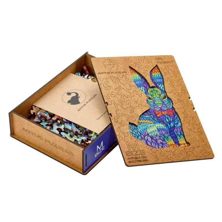 Beautiful Rabbit Wooden Puzzles Box