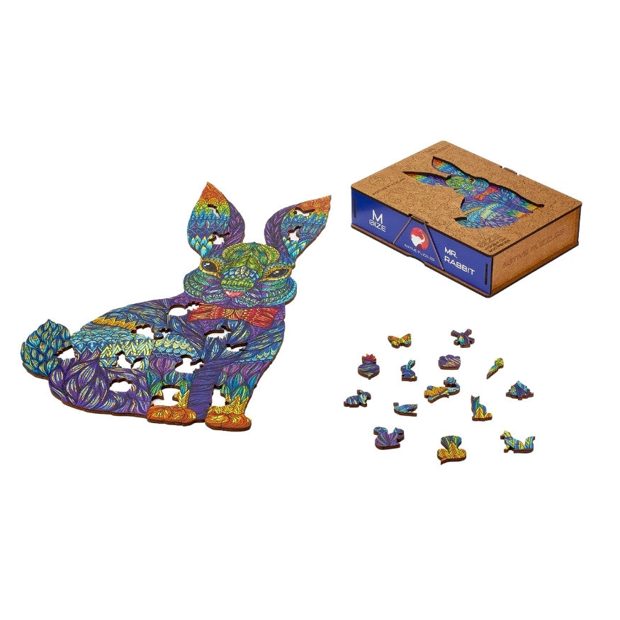 Box And Beautiful Rabbit Wooden Puzzles
