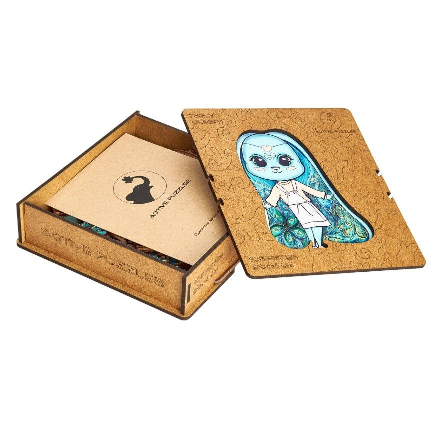 Bunny And Wooden Puzzles Box