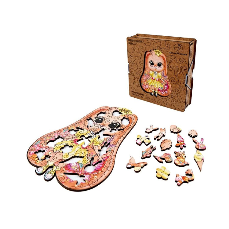 Wooden Puzzle for kids Pigly Pink Rabbit Unboxing view