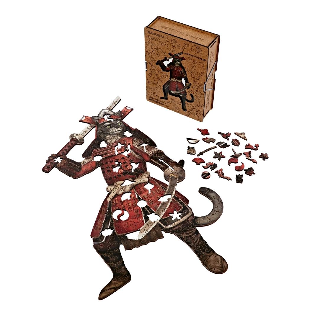 Samurai Cat Wooden Puzzle Active Puzzles