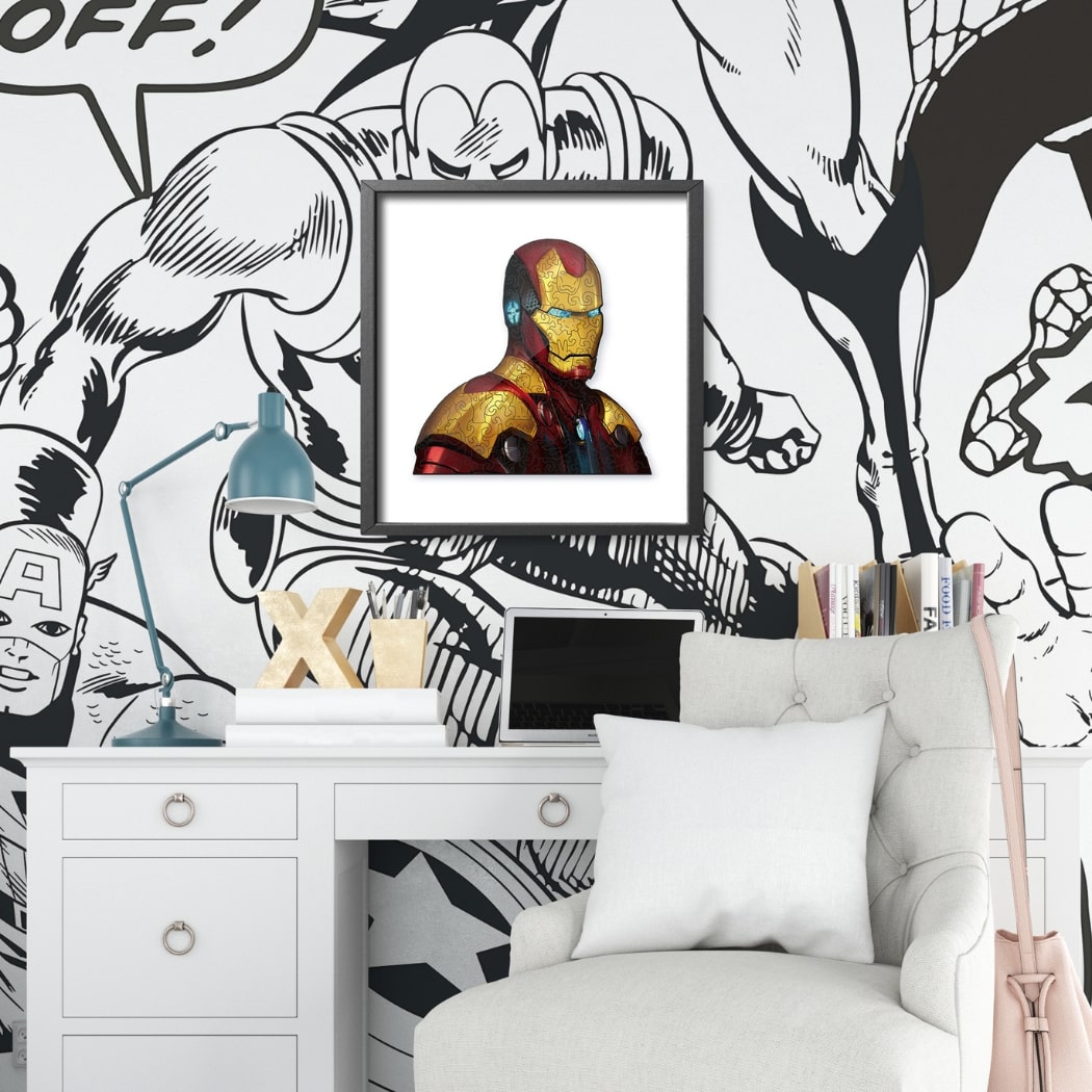 iron man wooden puzzle seating room view