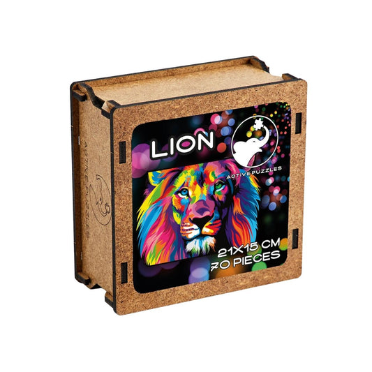 León Multicolor Puzzle de Madera