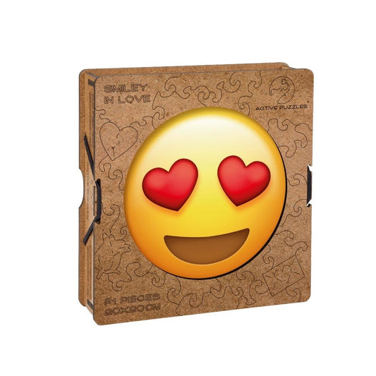 Emoji Two Hearts Wooden Puzzle Boxing View