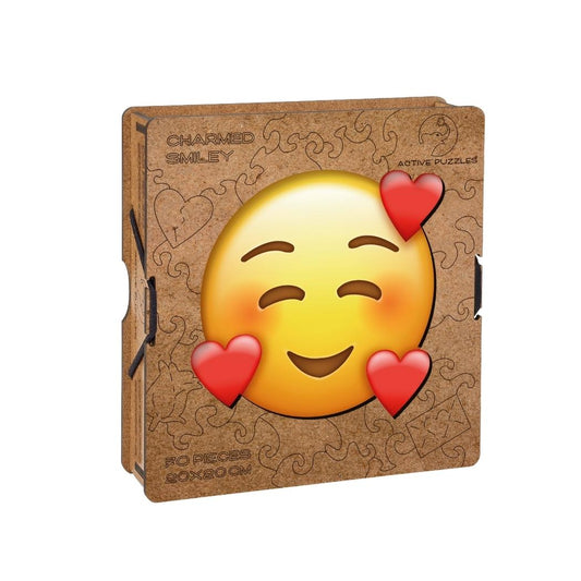 Emoji Three Hearts Wooden Puzzle Boxing View