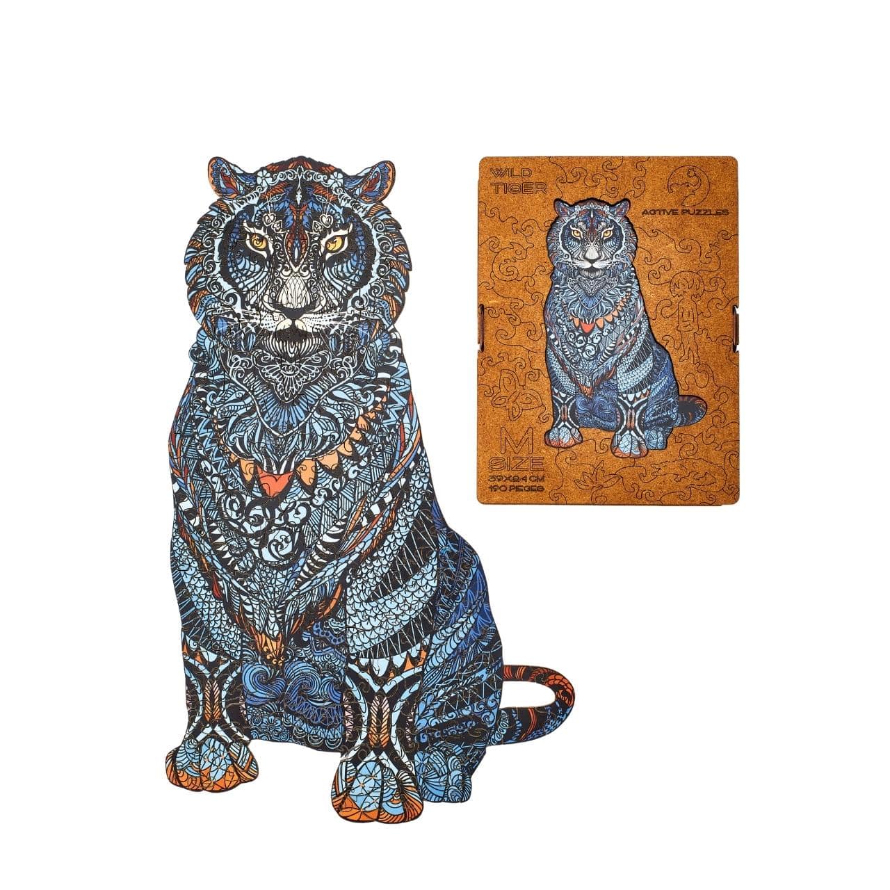Tiger And Wooden Puzzles Box