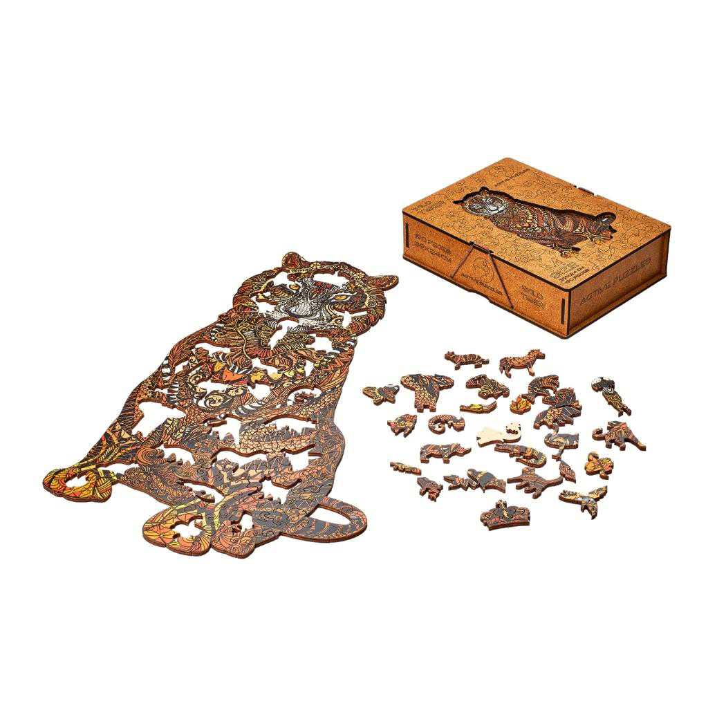 Brown Tiger Wooden Puzzle Active Puzzles