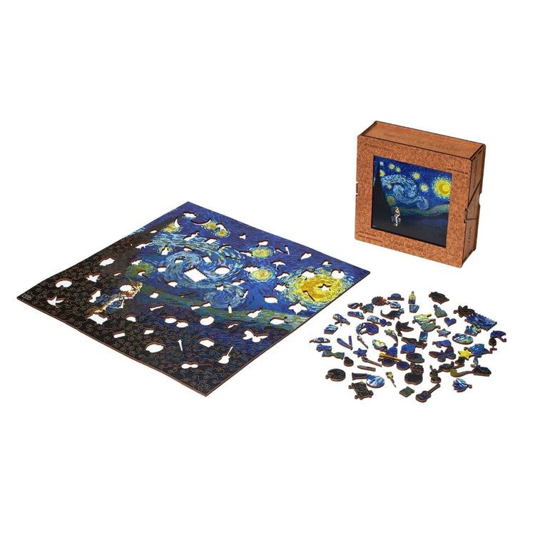 starry night wooden puzzle board