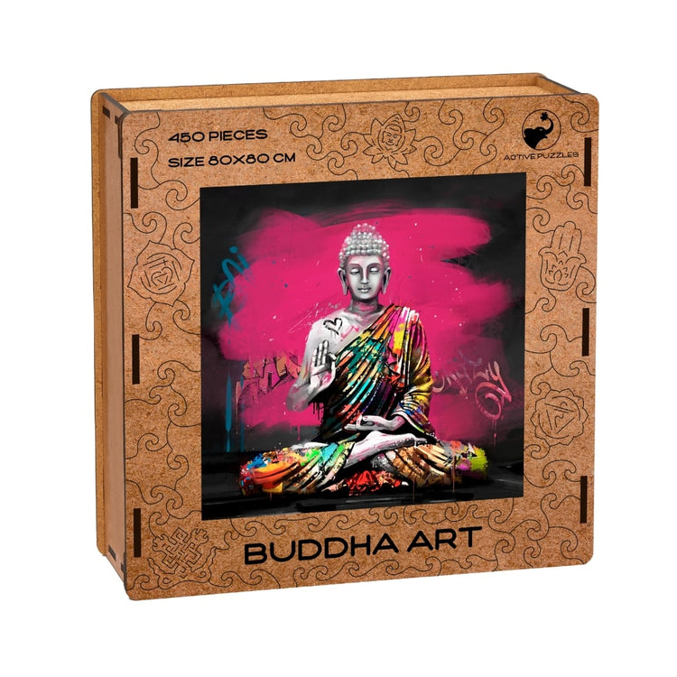 Buddha 80 x 80 Wooden Puzzle boxing view